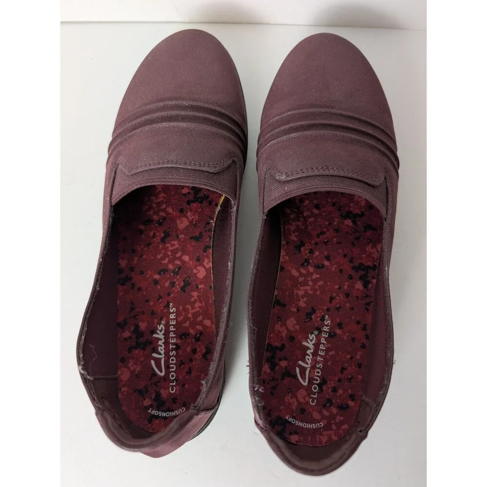 Clarks Cloud Women's Breeze Sol Slip On Flats Shoes Burgundy Size 9.5 M Comfort